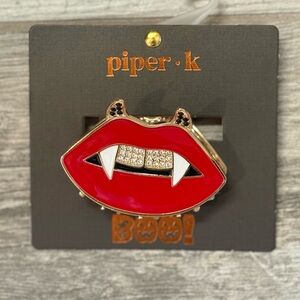 Piper K Red Vampire Lips Halloween hair clip accessory